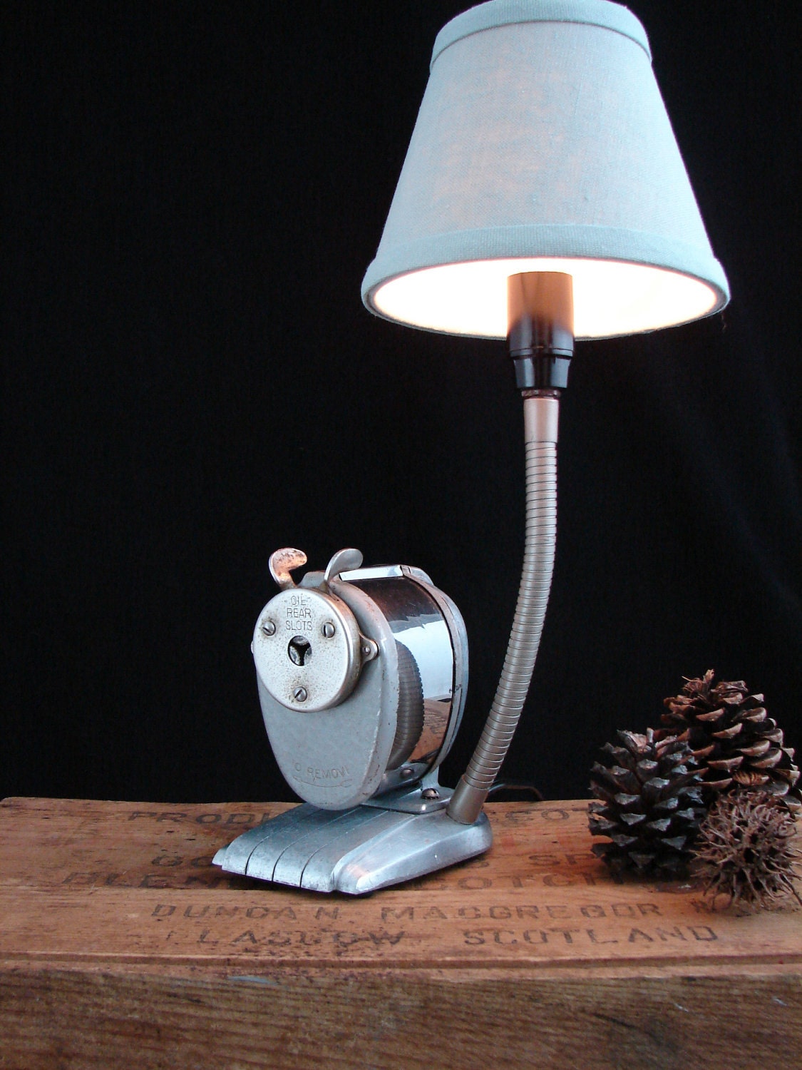 RESERVED for Cathy/Not Available Upcycled Vintage BOSTON Pencil Sharpener Lamp