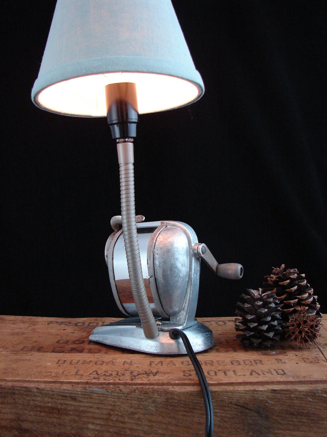 RESERVED for Cathy/Not Available Upcycled Vintage BOSTON Pencil Sharpener Lamp