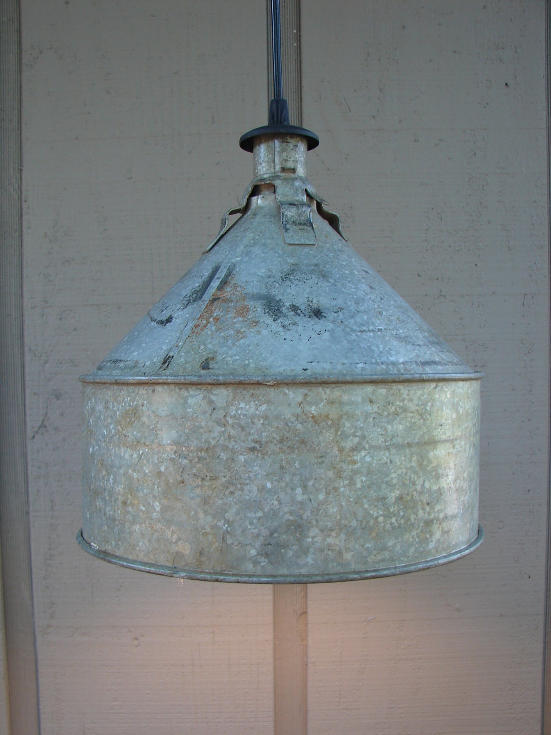 Upcycled Vintage Farm Funnel Pendant Light