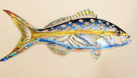 Sport Fishing Artwork Yellowtail Snapper Aluminum 24" Marine Wall Decor