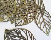 Antique Bronze Filigree Leaf Charms 54x32mm 20pcs  - Ships IMMEDIATELY from California - BC138