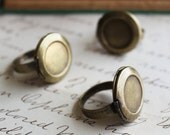 Bronze Locket Rings (locket is 20mm) (adjustable) 3pcs  - Ships Immediately from California - A38