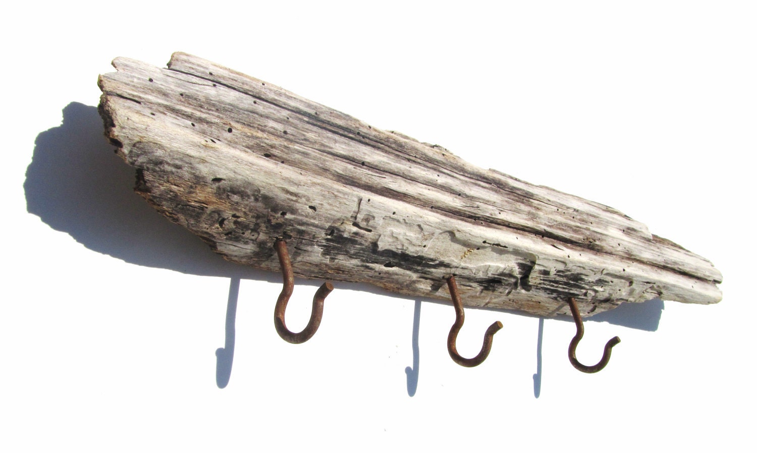 19" Driftwood Coat Rack with Three Hooks - great for coats, bags, keys, or towels