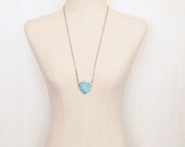 Turquoise Necklace : Raw Turquoise Magnesite Slab Statement Necklace