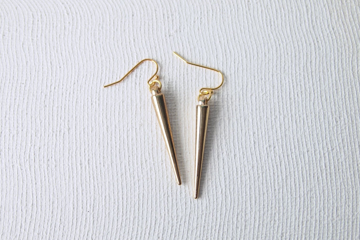 SPING SALE Spike Earrings : Autumn Jewelry - Gold Acrylic Spike Earrings