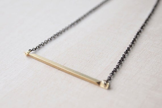 Everyday Necklace : Minimalist Necklace - A Simple Brass Bar