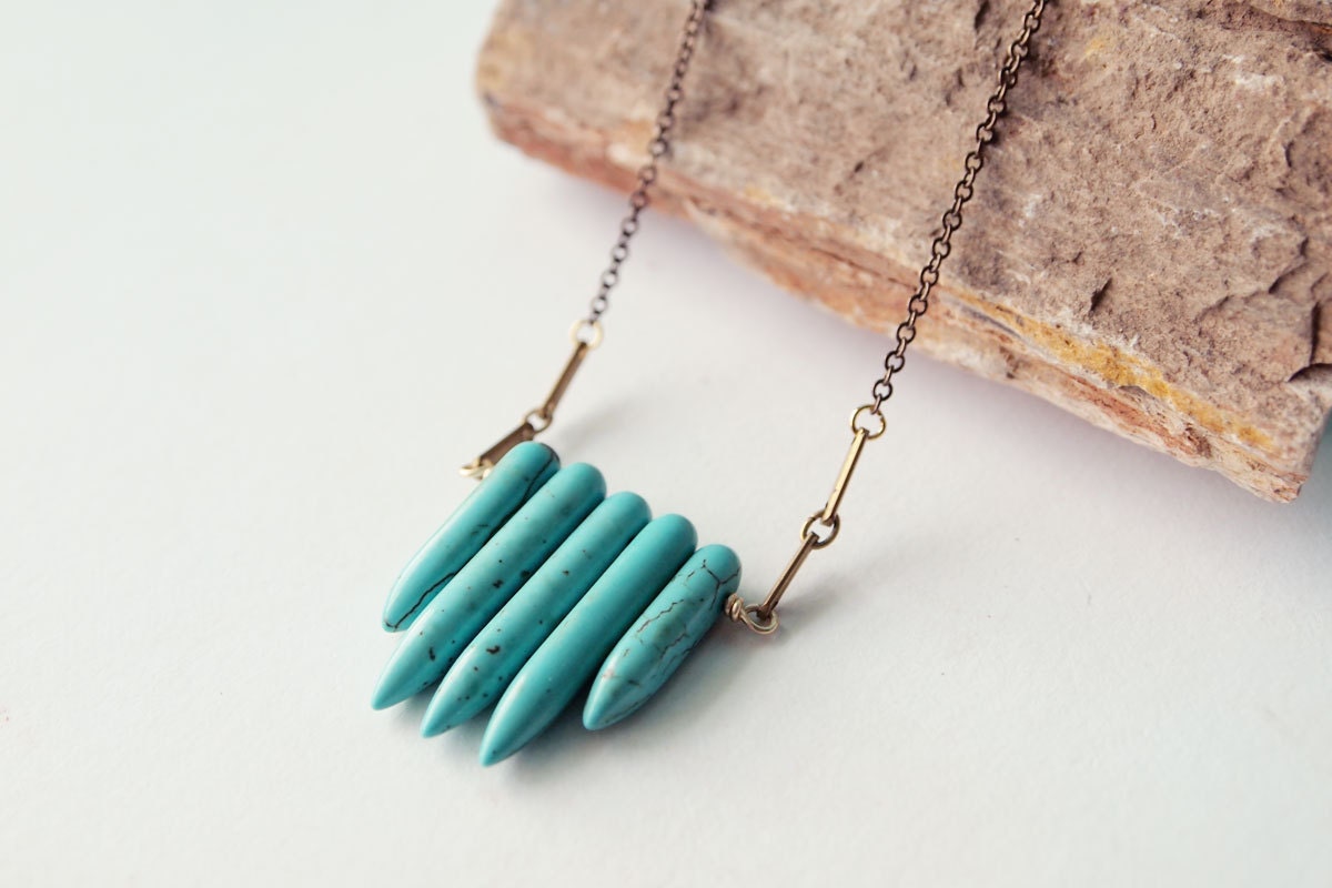 Turquoise Necklace : Mini Tribal Turquoise Howlite