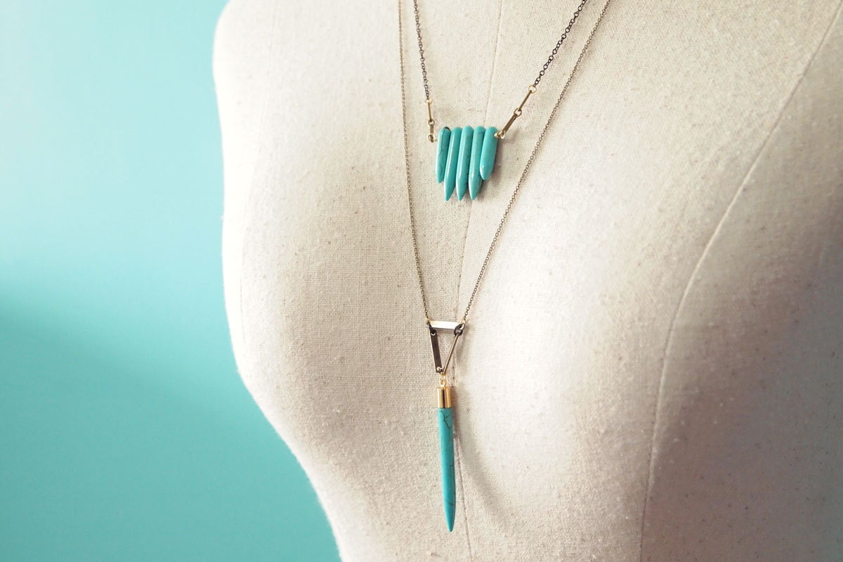 Turquoise Necklace : Mini Tribal Turquoise Howlite