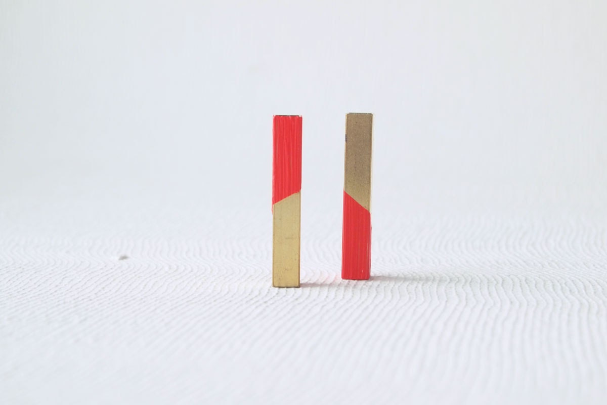 Neon Earrings : Summer Jewelry - 3D Neon Rectangular Tube Studded Earrings