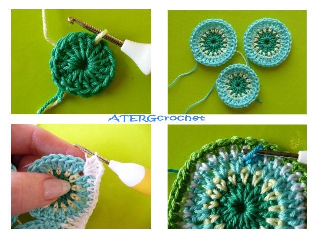 Crochet pattern colorful circle heart by ATERGcrochet