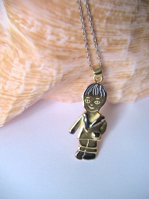 Sterling Silver Necklace. Silver Charm Boy or Girl. Silver Pendant Mothers Jewelry. Silver Boy. Gold Plated