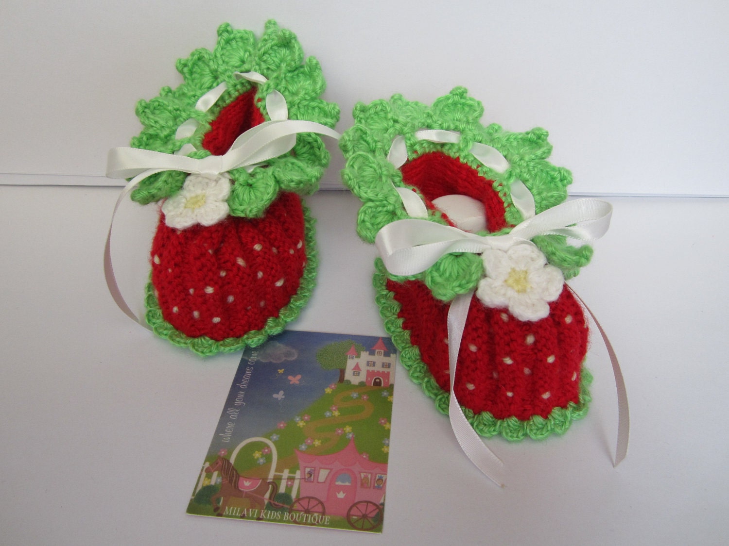 Crochet Baby Booties. Crochet Red Strawberry. Flower Baby Booties. Crochet Strawberry Booties. Crochet Baby Girl Booties.