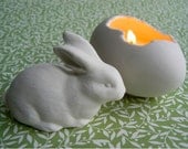 Soy Candles, Porcelain Votive, Set of 2 Eggs with Porcelain Bunny, Spring Time Limited Edition