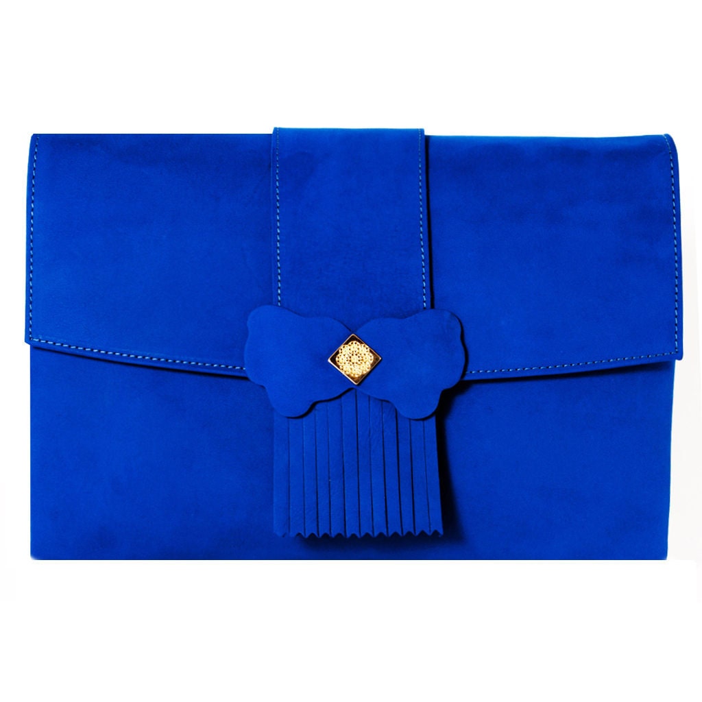 Blue leather handbag - Blue Morpho Handmade Leather Bag Now On Sale