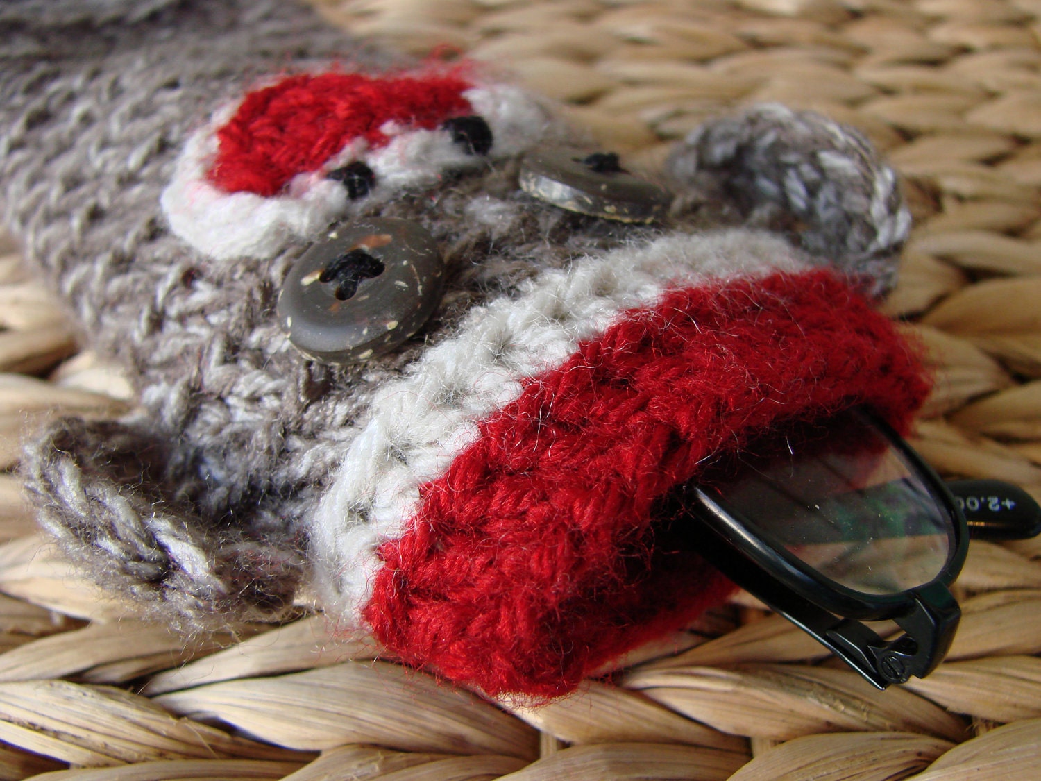 Sock Monkey Eyeglass Sleeve Cover Case sun glasses reading glasses
