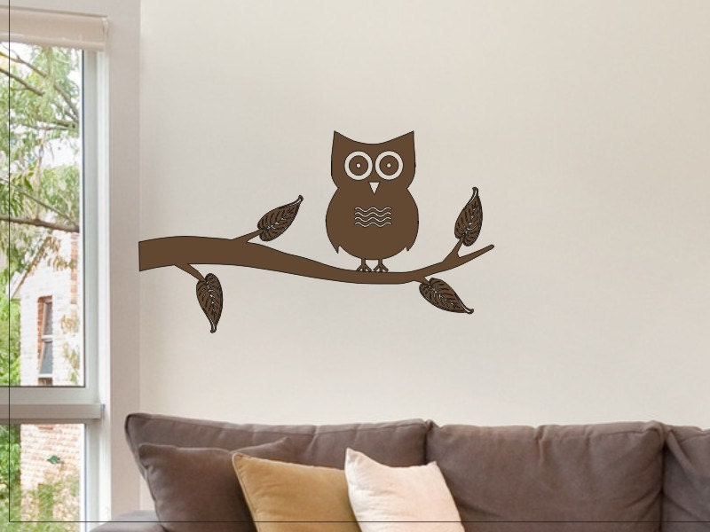 Owl on a Tree Branch Wall Sticker Decal Nice Wall by vgwalldecals