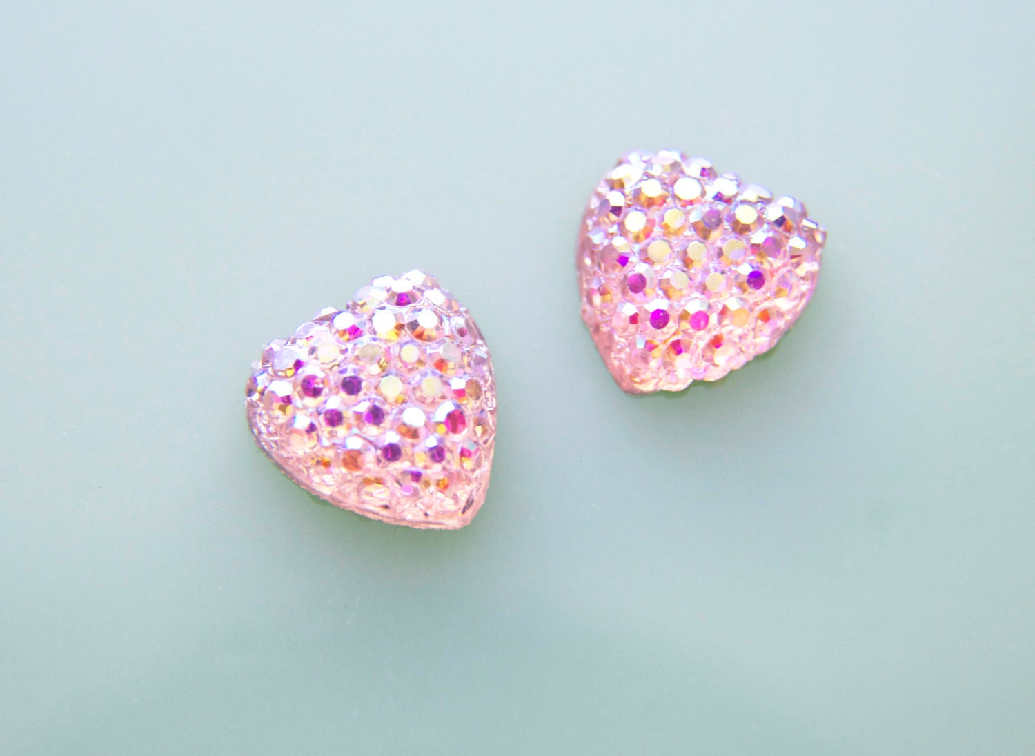 Tiny Icy Pink Heart Earrings