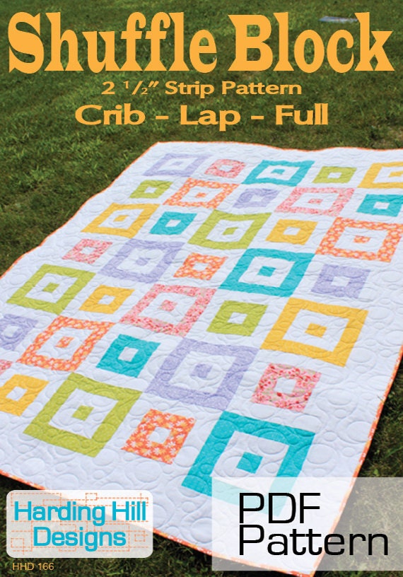Shuffle Block 2-1/2" Strip Quilt Pattern -  Multiple Sizes -  PDF version