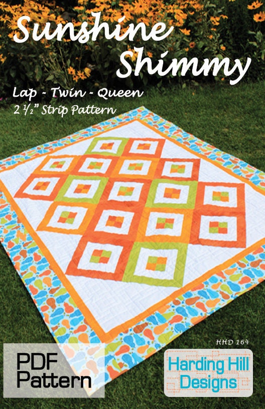 Sunshine Shimmy 2-1/2" Strip Quilt Pattern - Multiple Sizes -  PDF Version