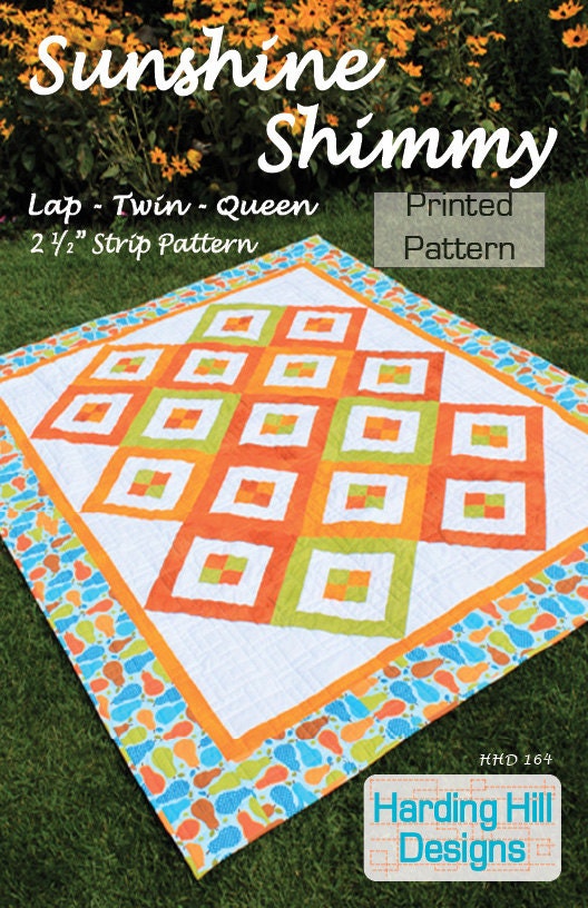 Sunshine Shimmy 2-1/2" Strip Quilt Pattern - Lap, Twin, Queen Sizes -  Printed Pattern