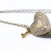 Heart Locket Pendant Necklace - Small gold key charm