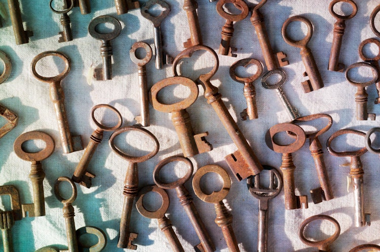 Paris Photography - Vintage Keys at the Flea Market, Paris France, Home Decor