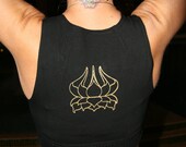 Black Lotus vest with mother-of-pearl buttons