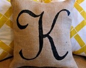 Monogram Initial Decorative Pillow : Sweet Burlap Accent Pillow