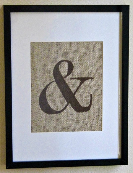 Burlap Wall Art : Ampersand - 8 x 10