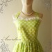 Amor Vintage 50's Inspired Halter Neck The Polka Dot Juicy Lime Green Dress for Any Occasion - Once Upon A Time- Size S-