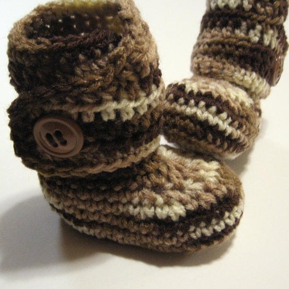 Infant crochet booties. Ankle boots. Neutral colors. Ready to ship. Baby booties ready to ship. Size 3 to 6 months.