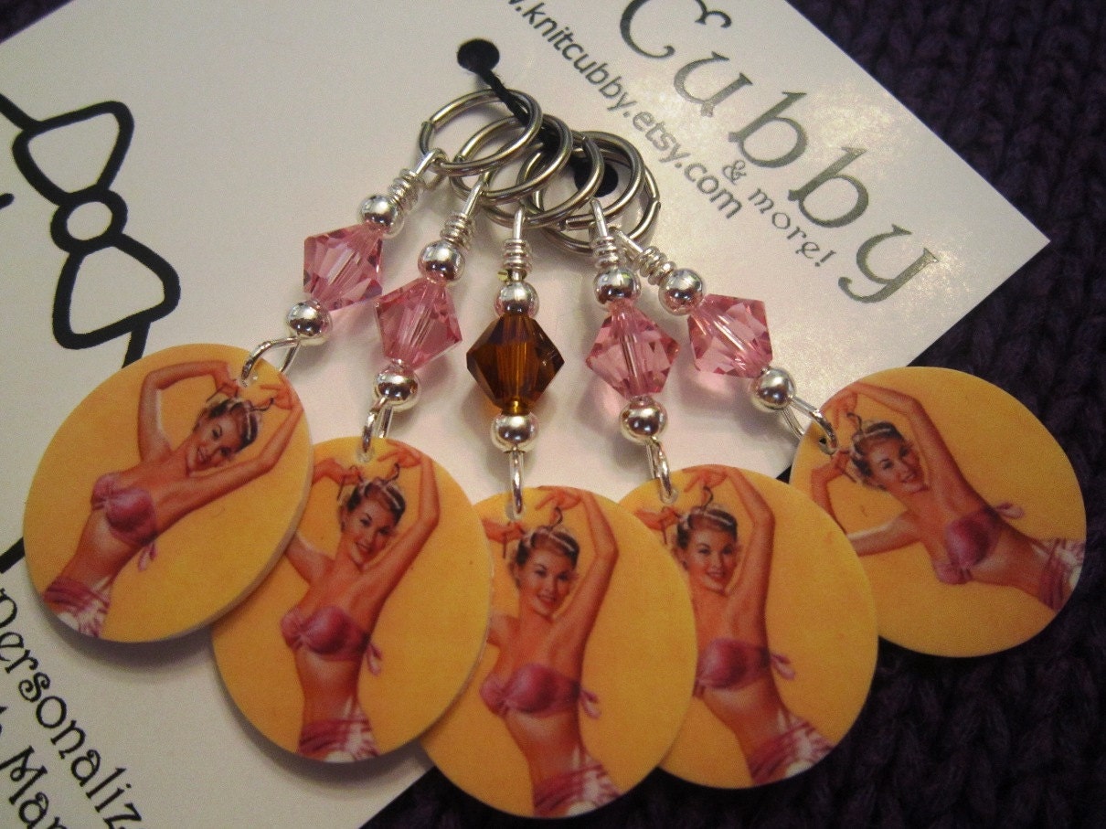 Dreaming of Summer Time Pin Up Girl Knitting NON SNAG Stitch Markers