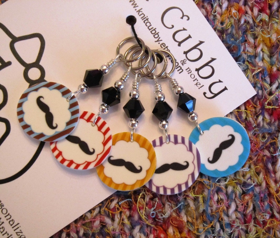 Get Your Mustache On NON SNAG Stitch Markers