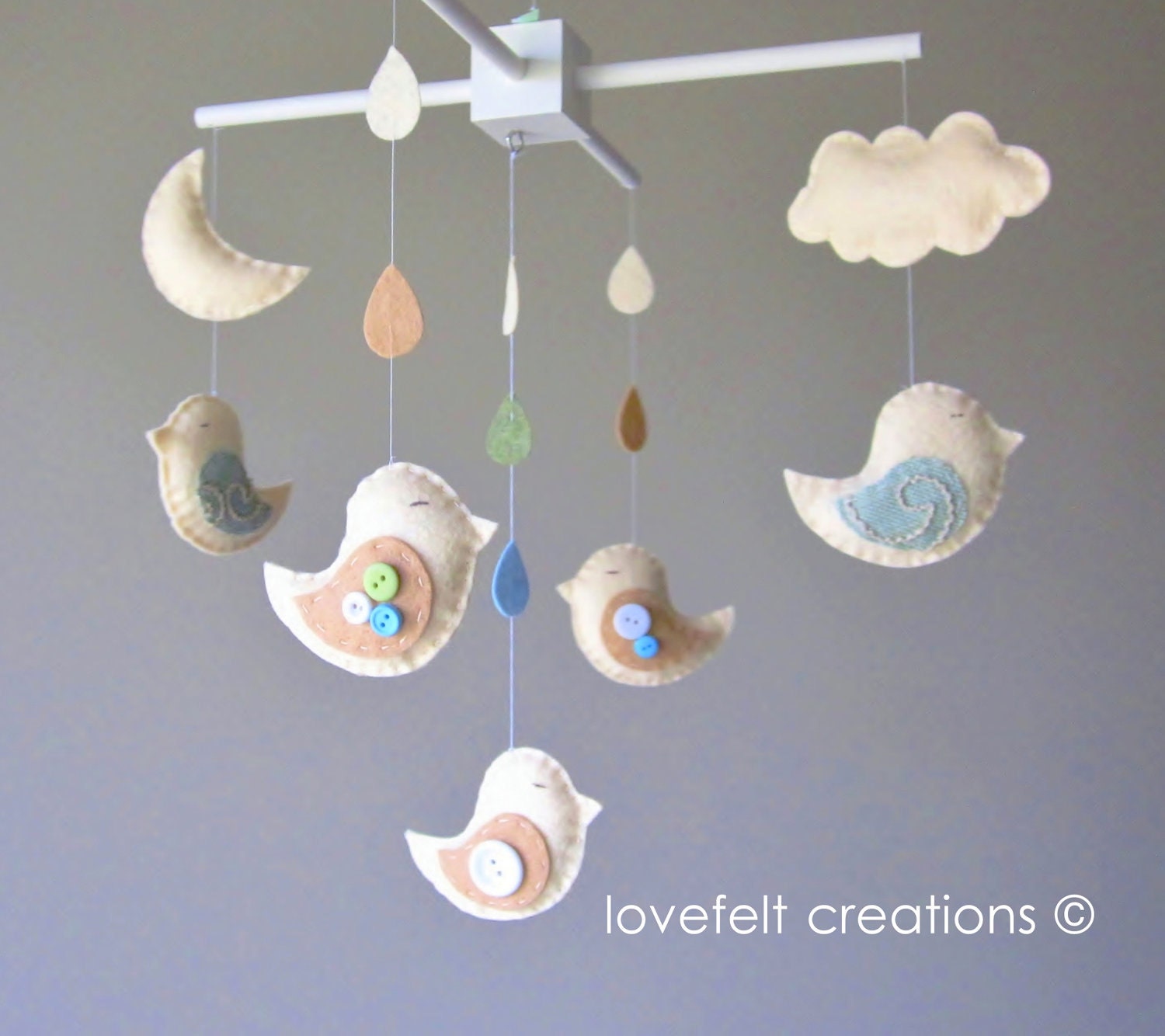 Baby crib mobile - Baby Mobile - Custom Baby Mobile -  Baby Birds Mobile - Nursery Mobile - Neutral Mobile - OR CHOOSE your colors :)