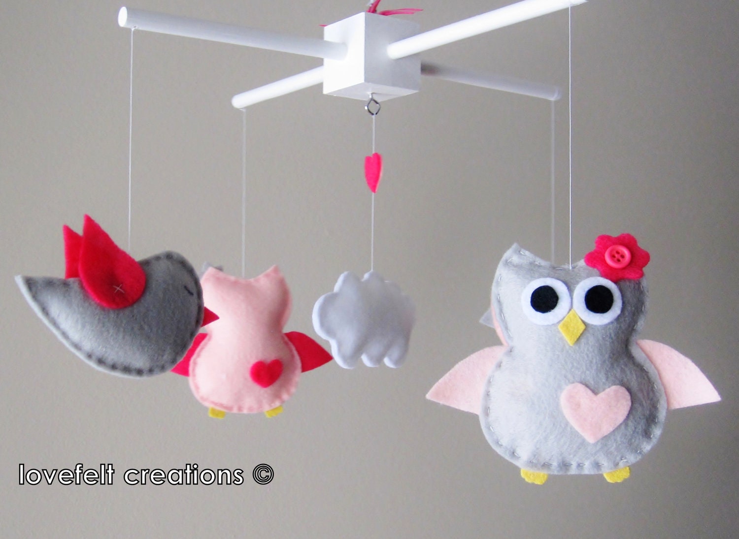 Baby Crib Mobile - Baby Mobile - Owls Birds Mobile - Baby Girl Mobile - You can choose your colors too :)