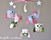 Baby Crib Mobile - Baby Mobile - Owl and birds mobile - Pottery Barn Brooke Bedding - Hayley Bedding