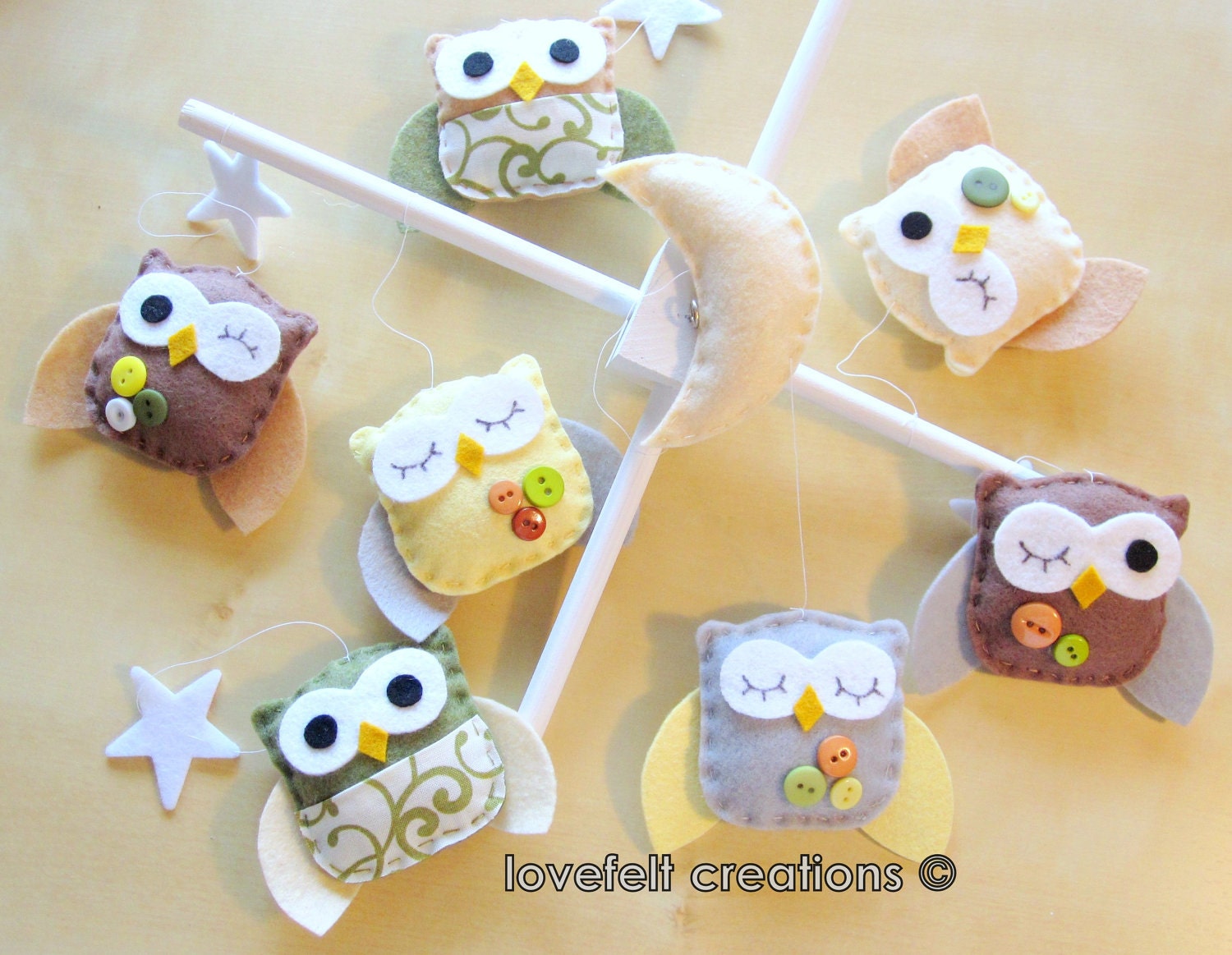 Baby Crib Mobile - Baby Mobile - Owl Baby Mobile - Mobile Owls - Nursery Mobile - Neutral Mobile - You can pick your colors :)