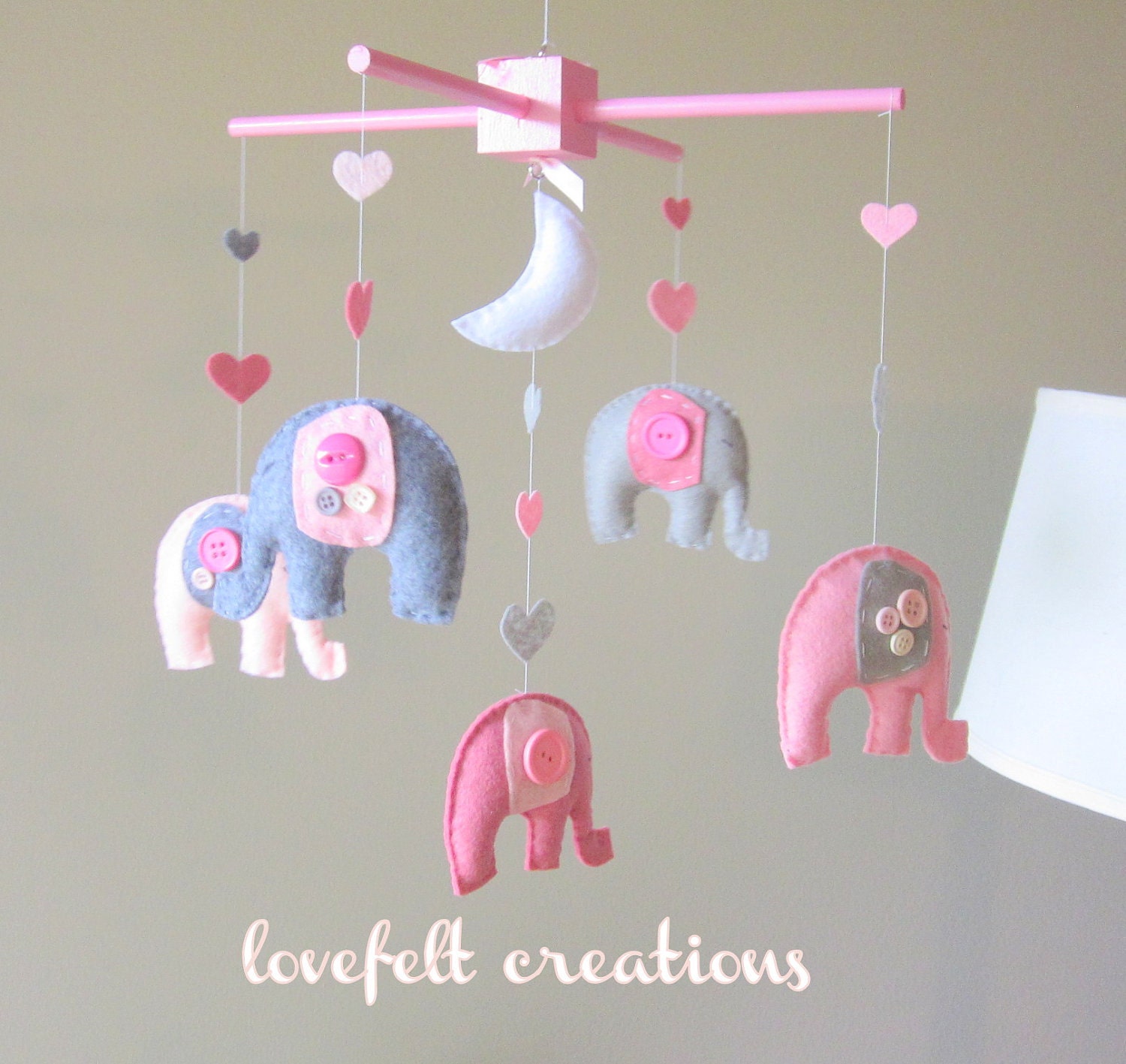 Baby crib mobile - Baby Mobile - Custom Baby Mobile - Girl Elephant Mobile - Nursery Mobile -Pink Mobile - OR CHOOSE your colors :)