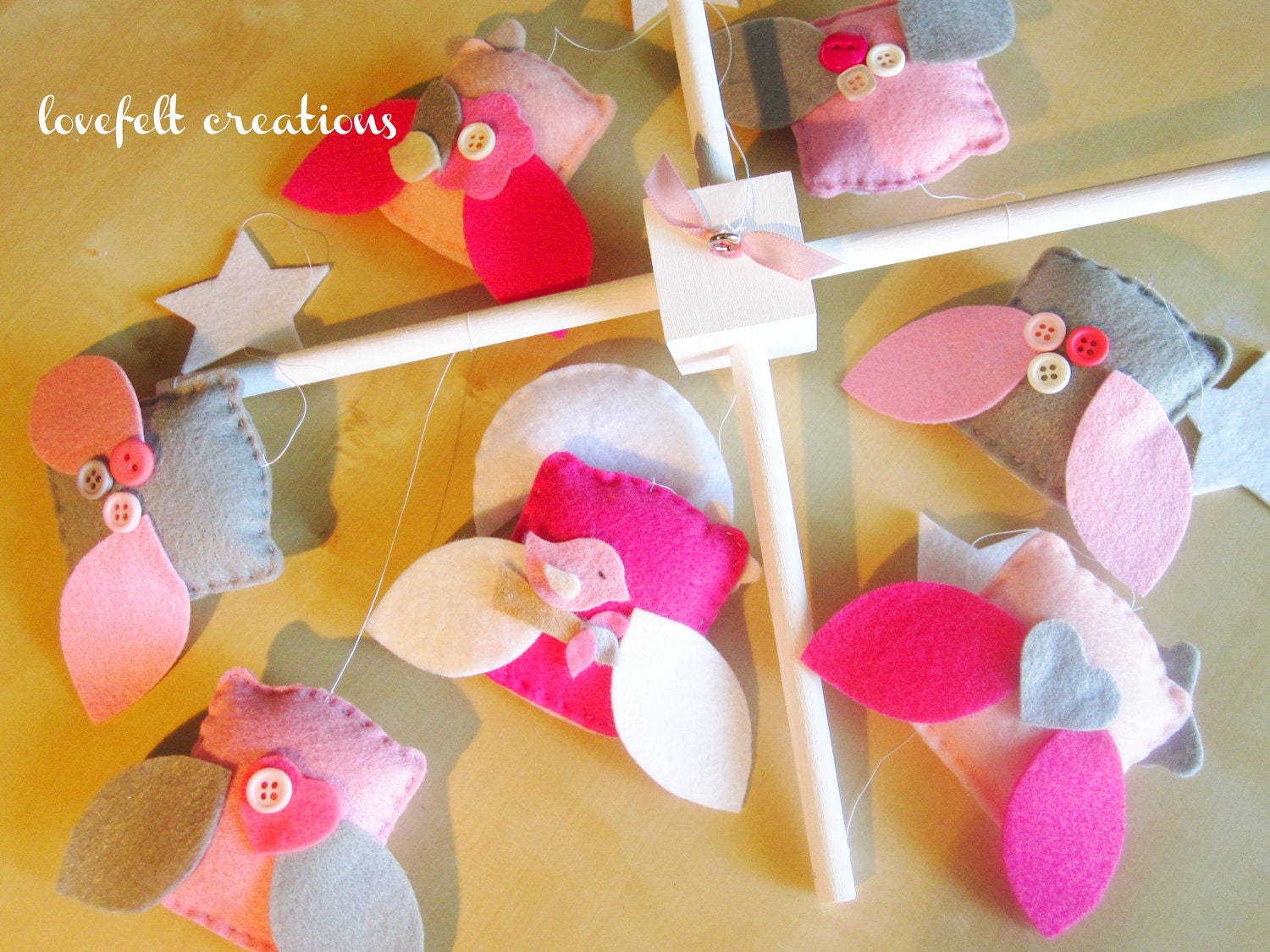 Baby Crib Mobile - Baby Mobile - Owl Mobile - Pink and Gray Baby Mobile - Mobile - You can Customize your colors :)