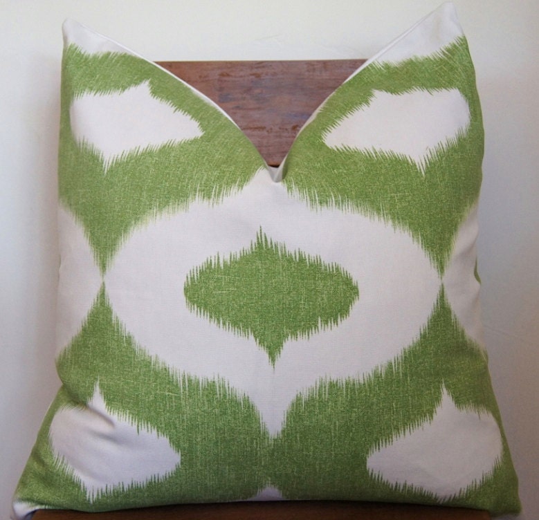 Ikat Green Duralee Dalesford 24x24 Pillow Cover
