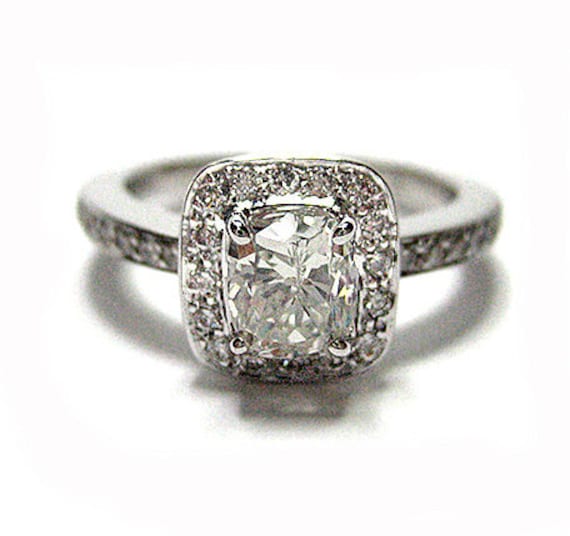 1.30ct Antique Vintage Style Cushion Diamond Engagement Ring in White Gold