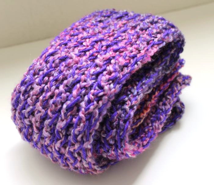 Purple Knit Scarf - Loom Knit