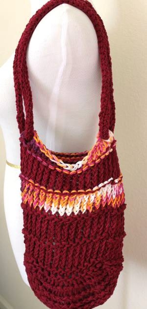 Tote Bag - Burgundy Loom Knit Bag