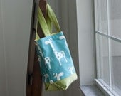 Giraffe Mini Button Tote Bag, Teal and Green