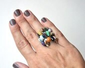 Rainbow Semiprecious Stone Rock Ring