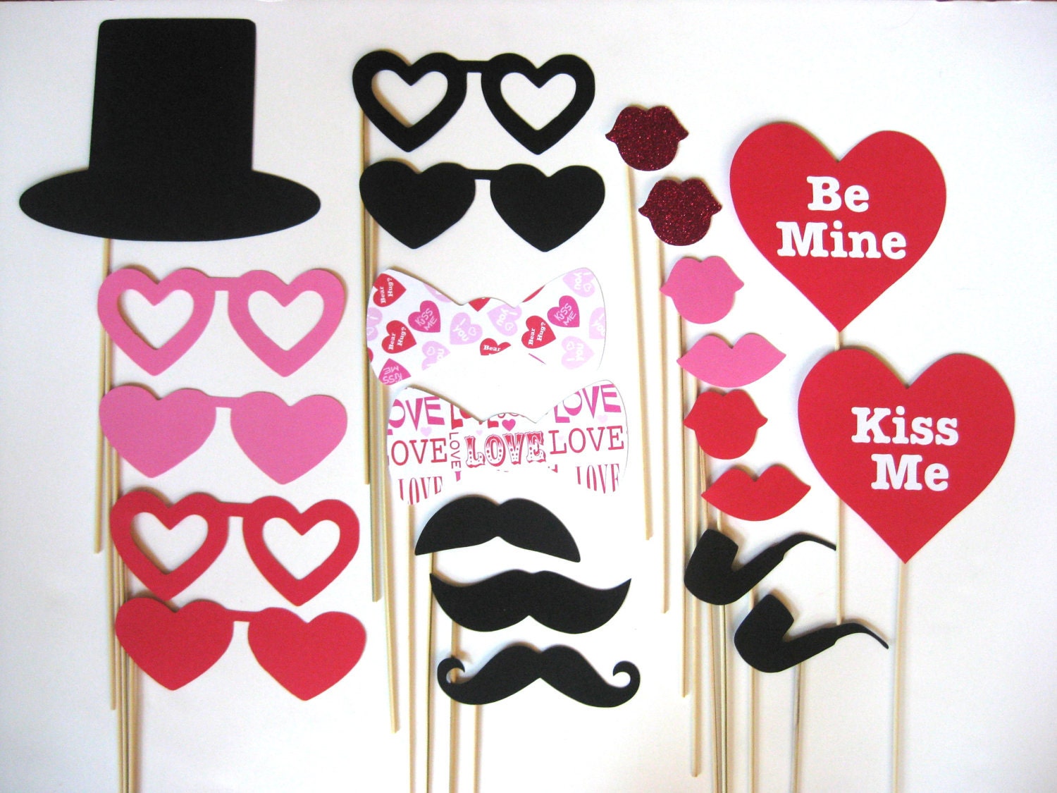 Photo Booth Props - Valentine's Day 22 piece set - Photobooth Props