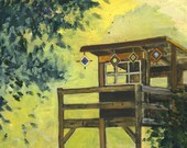 Tree House Fort Art - Archival Print on Eco Friendly Sugar Cane Paper