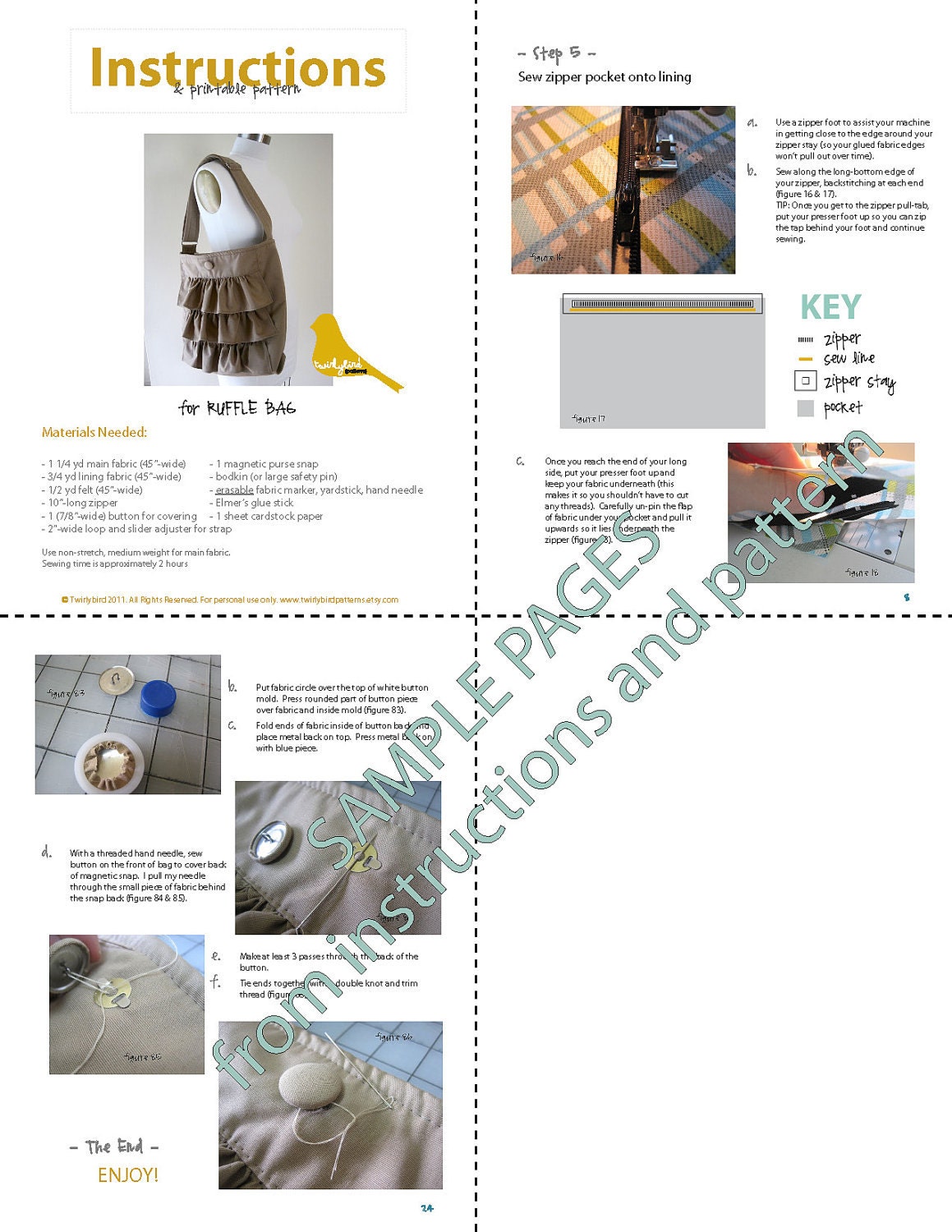 Ruffle Bag PDF (INSTANT DOWNLOAD Sewing Pattern)