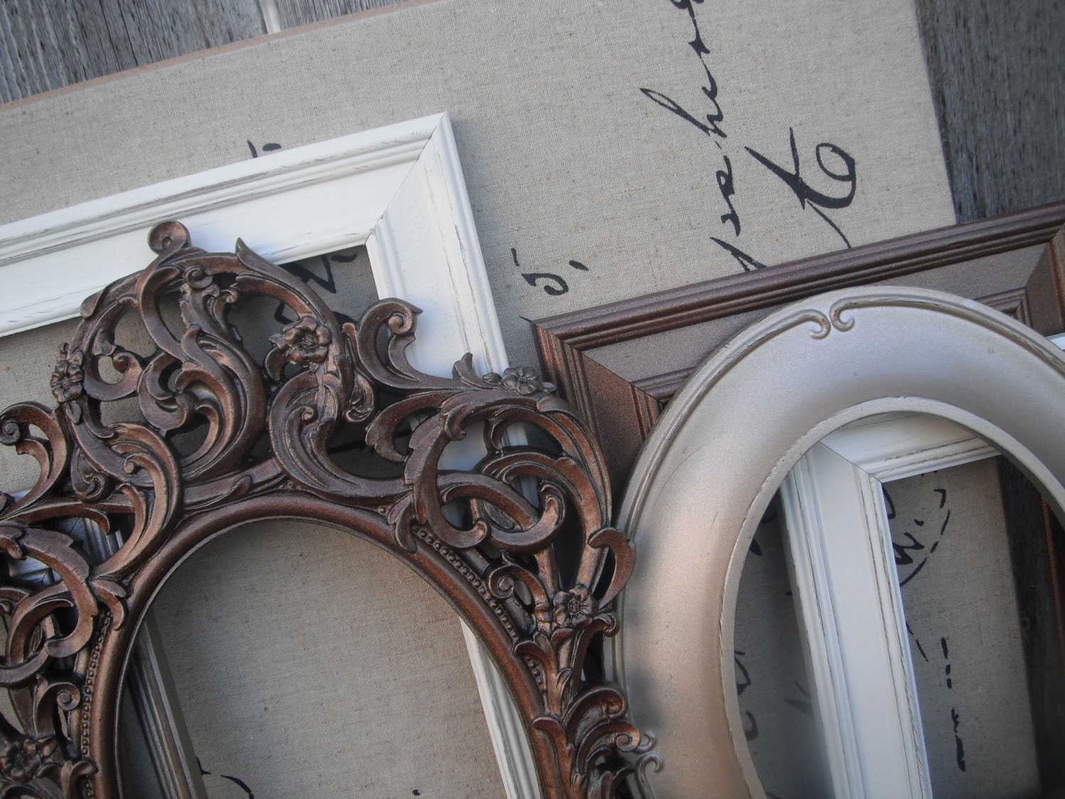 Vintage Style PICTURE FRAMES - Rustic Romantic - shabby  wedding - with Glass N Backing
