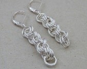 Sterling Silver Chainmaille Earrings, Double Spiral Drops, Handmade by Lace Metal on Etsy